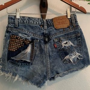 Levi’s 517 boot cut distressed studded shorts